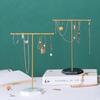 Earring Necklace Ring Bracelet Jewelry Holder Marble Pattern T-Shaped Jewelry Display Organizer Holders Metal Storage Racks