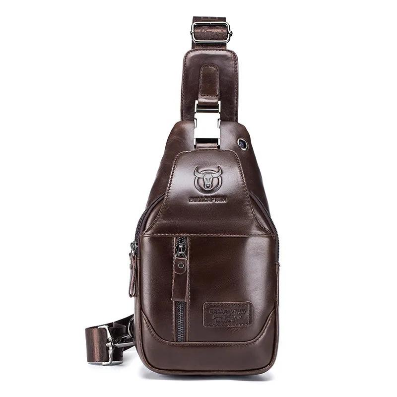 Cowhide 100% Genuine Leather Men's Genuine Leather Shoulder Crossbody Bag Anti-theft