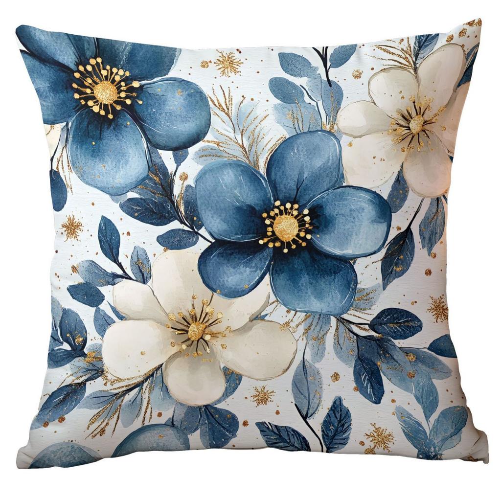 Neuer Weihnachts-Kissenbezug Zuhause Weihnachtsdekoration Kissen Blau Weihnachtskugeln Kiefer Schnee Szene