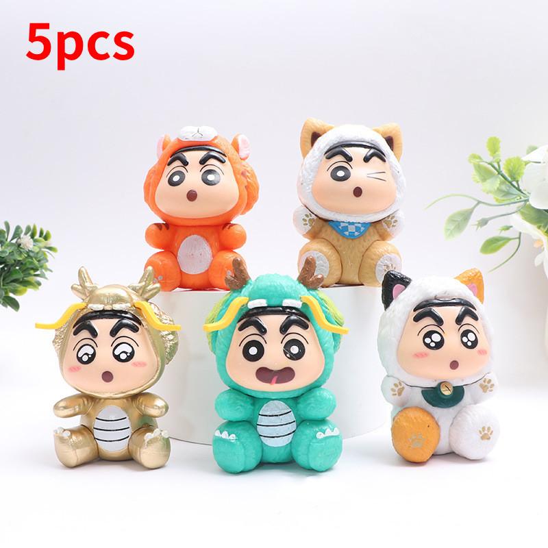 Cute Pvc Shinchan Transformation Animal Figures Collectible Toy Models Set Of Five