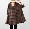 DIMANAF 2026 Summer New Plus Size Women T-Shirts Casual Vintage Print Plaid Blouse Shirts Lady Tops Tees Cotton Oversized