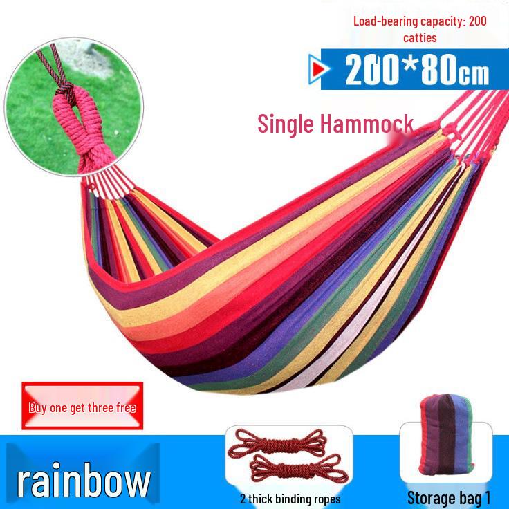 Thickened Canvas Camping Hammock: Anti-Roll, Single/Double Swing Chair for Outdoor Use