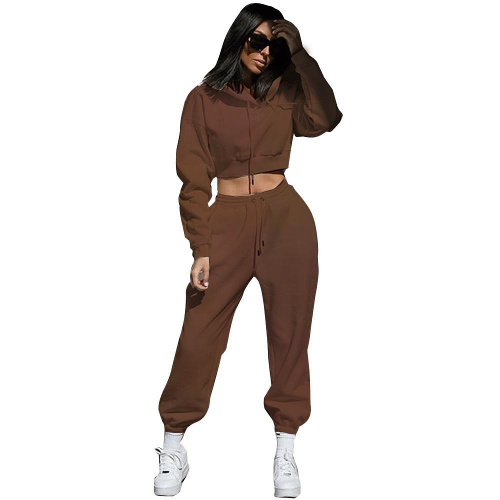 2-teiliges Set für Damen, lässig, Sport-Outfits, Trainingsanzug, Hoodies, Sweatshirt + Jogginghose, Joggerhose, modische Wintersportbekleidung