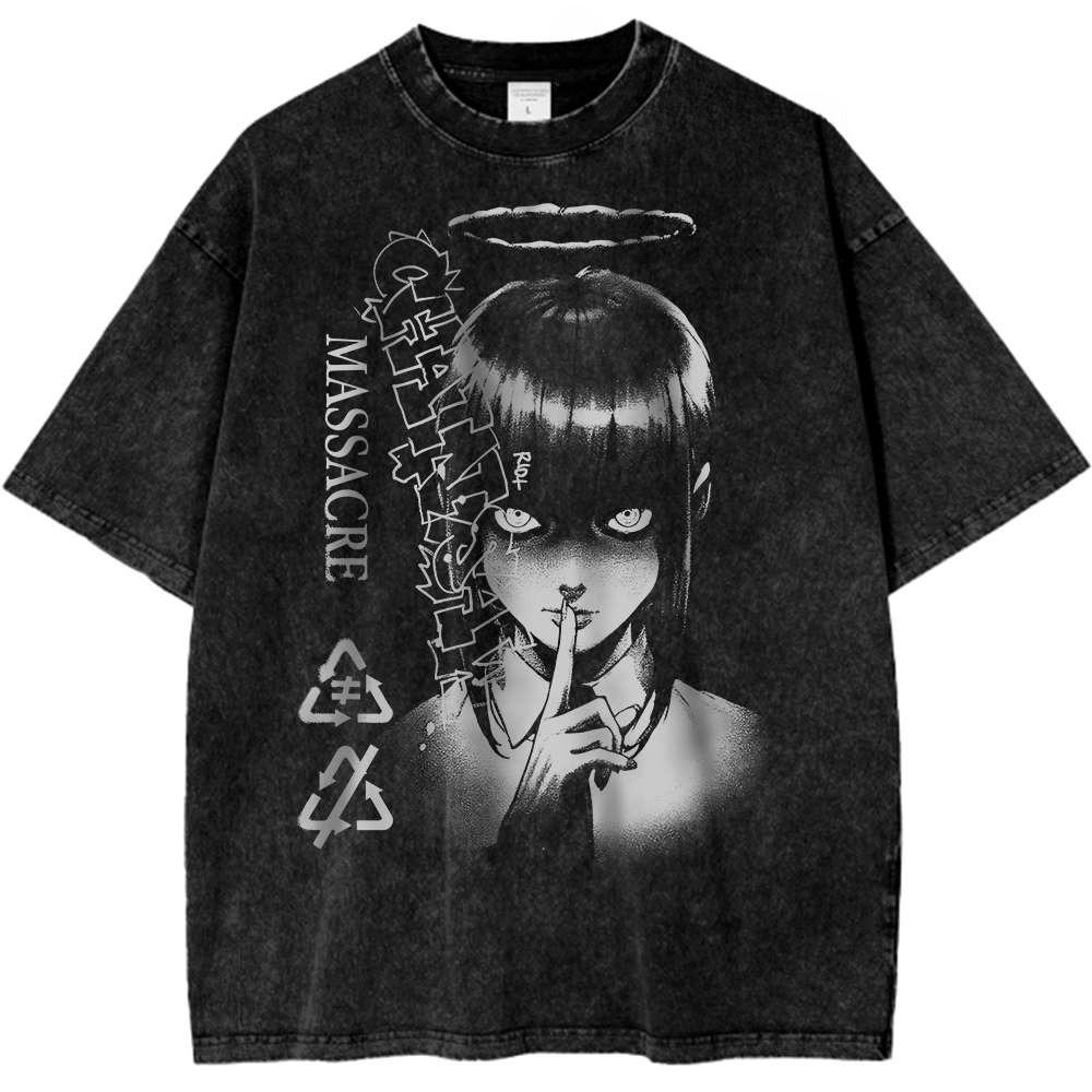 

DAN DA DAN Anime Tshirt Vintage Gothic Washed Oversized T Shirt Summer Short Sleeve Pure Cotton Tee Tops Men Women Clothing L