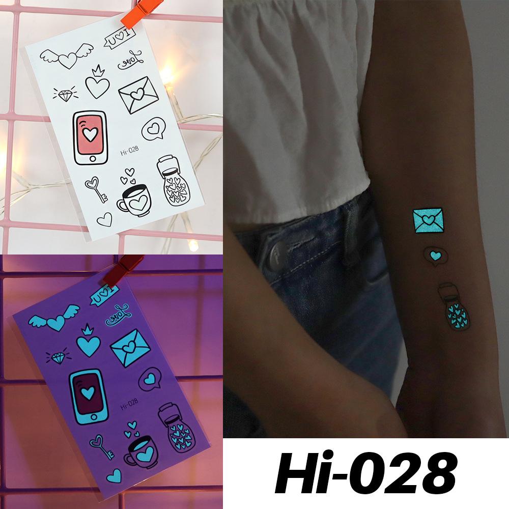 Waterproof Blue Luminous Tattoo Stickers: Snake & Butterfly Designs for Festivals