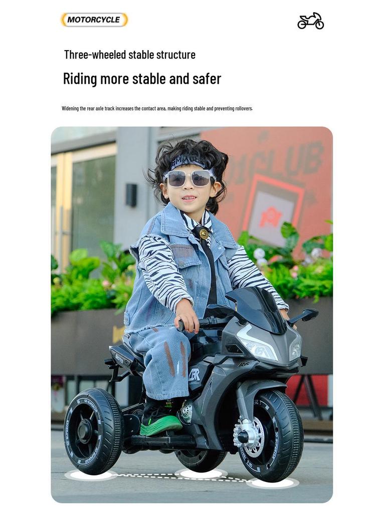 Kids' Electric Tricycle: Battery-Powered Ride-On Motorcycle with Remote Control for Boys and Girls.