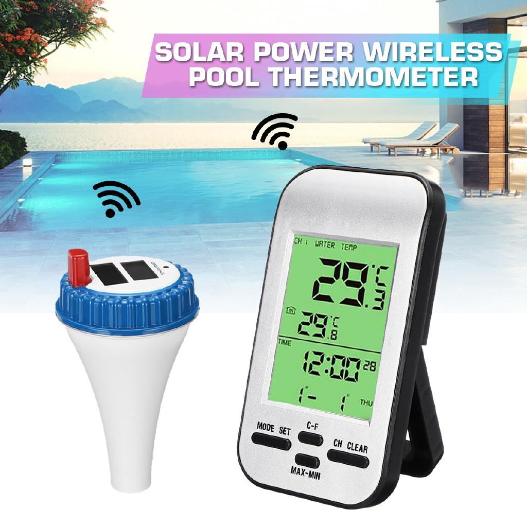 Waterproof Outside Sensor Wireless Swimming Pool Thermometer Water Temperature Detector Time Calendar LCD Display