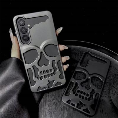 Luxury Matte Hollow Out Skeleton Skull Phone Case For Samsung Galaxy S25 S24 S23 Ultra Plus Shockproof Cover
