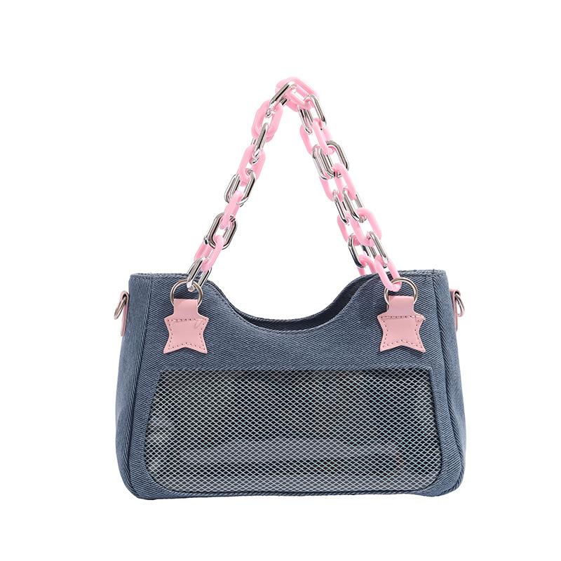 Heta Tjejers Lilla Matintag Medelmåttig Handväska Enaxlad Axelväska Damtrendig Denim Smärtväska Japansk Tjej Underarmsväska