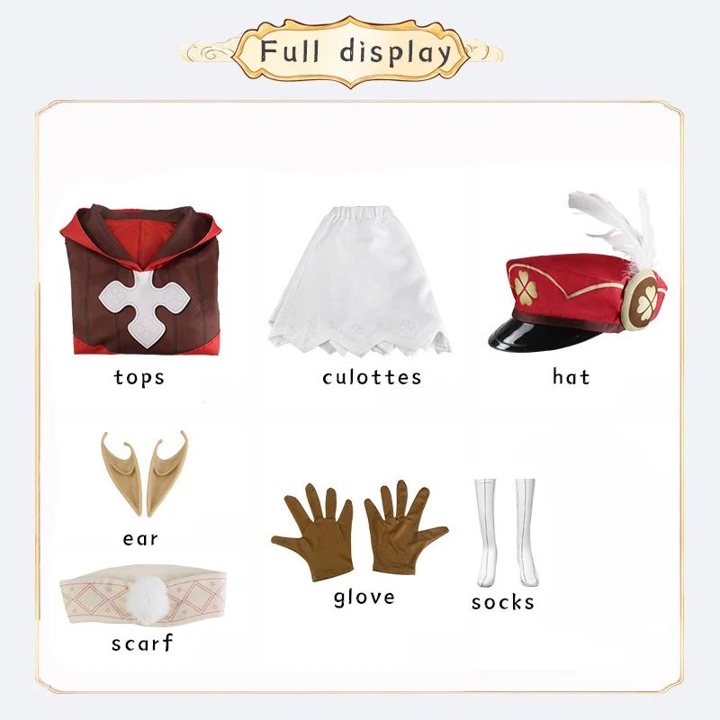 

Genshin Impact Костюм для косплея Кле, униформа, парик, косплей, аниме, китайский стиль, костюмы на Хэллоуин для детей, девочек, женщин, игра Кэ Ли 120&Genshin Impact