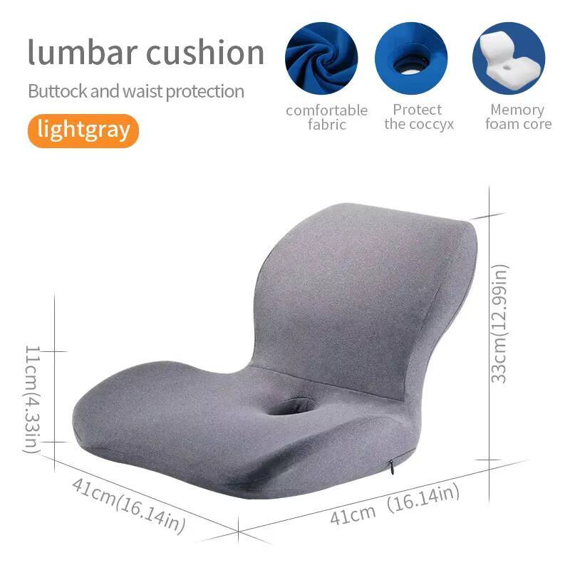 Home Office Chair Seat Cushion L-Shaped Integrated  Seat Cushion Memory Foam Seat Cushion Anti-Slip Bottom Hip Waist Support
