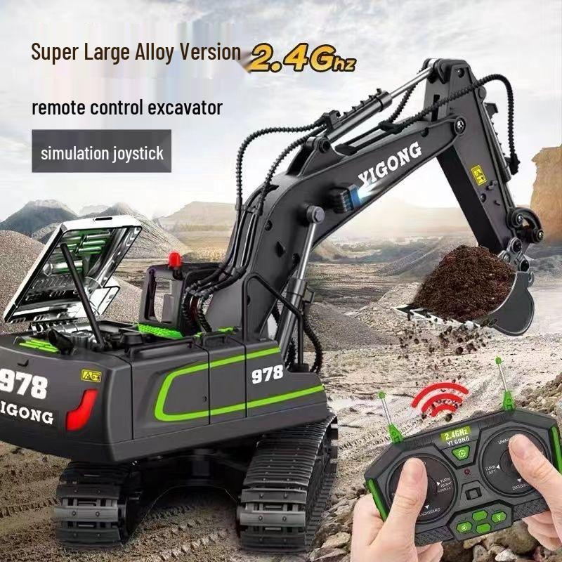 YIGONG 1:20 Alloy Rechargeable Remote Control Excavator Toy Car Standard - 1 Lithium Battery