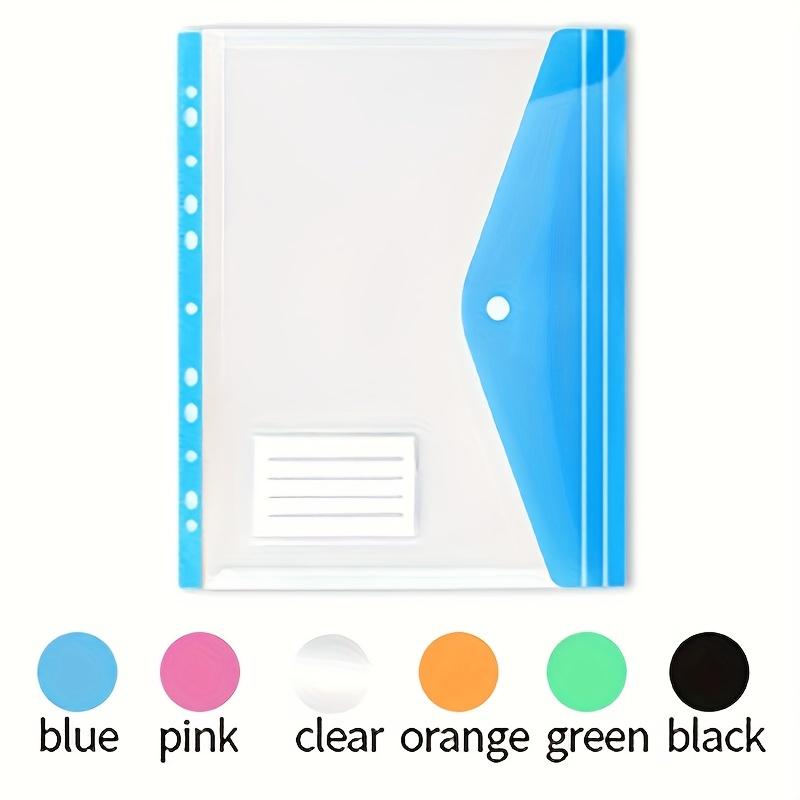 6pcs A4 Large Capacity Loose-Leaf File Pockets | Modern PP Material, Expandable Button and Label Pockets, 11-Hole Binder Rings - Portable Design
