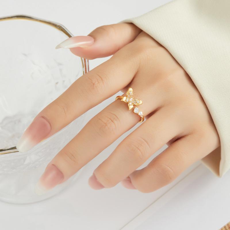 Super Fairy Beautiful Butterfly Open Ring Original Design Brushed Advanced Sense Adjustable Insect Ring Female Index Finger Ring