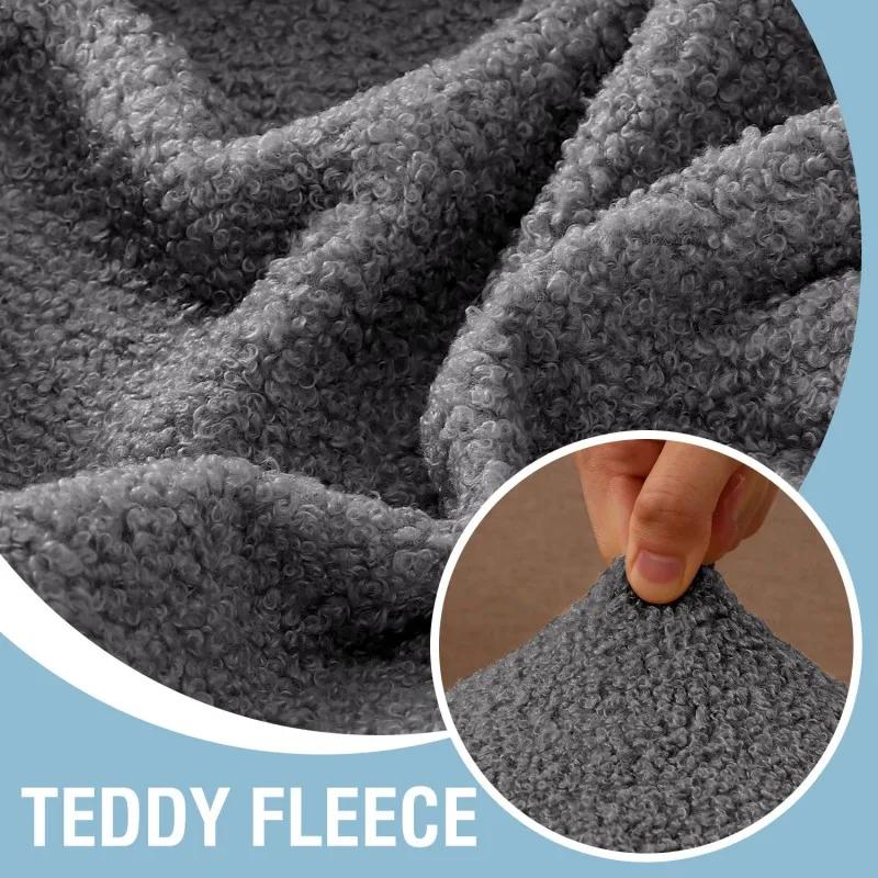 Individual Cushions with Elastic Bottom Waterproof Chair Slipcovers Teddy Fleece High Stretch Sofa Seat Cushion Covers