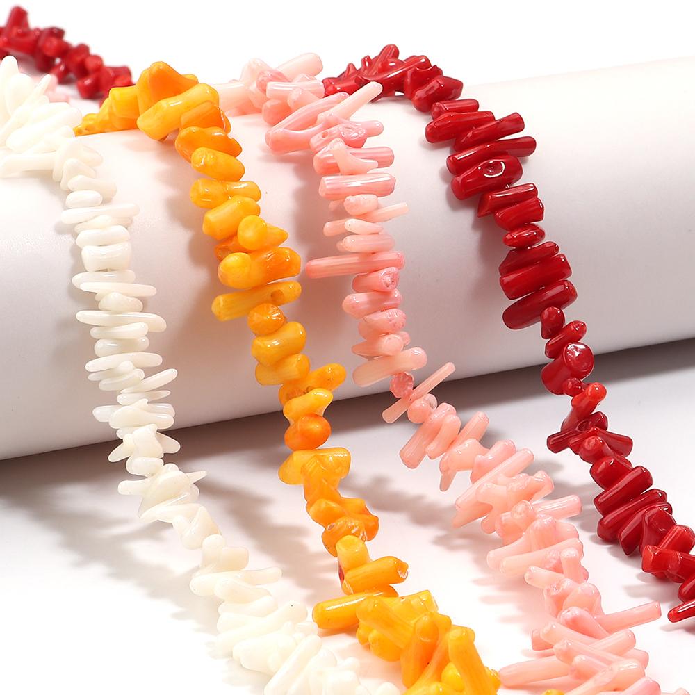 Natural Stone Coral Beads 6x15mm Irregular Shape Loose Spacer Stone Beads for Jewelry Making DIY Necklace Bracelets Accessoires