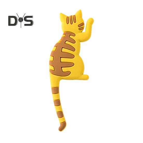 Fridge Sticker with Hook High Toughness 3D Realistic Cartoon Cat Design Refrigerator Sticker Decorative Fridge Accessory