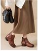 2025 Women's Vintage British High-Top Leather Boots - Autumn/Winter Slip-On, Versatile, Comfortable