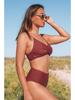 Solid Color Sexy Crossover Soft Cup Bikini - European and American Style Women's Swimwear