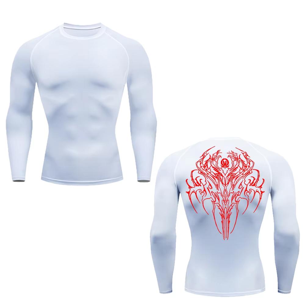 Trendy Y2K Print Compression Shirt Men's Running T-Shirt Gym Sports Quick-Drying Shirt Outdoor Cycling Jogging Training Top 848