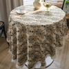 Thick Woven Floral Tablecloth Round Cotton Blend American Style Decorative Dustproof Table Cover