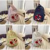 Fruit Pattern Nylon Backpack For Girls With Apple Print And Zipper Design