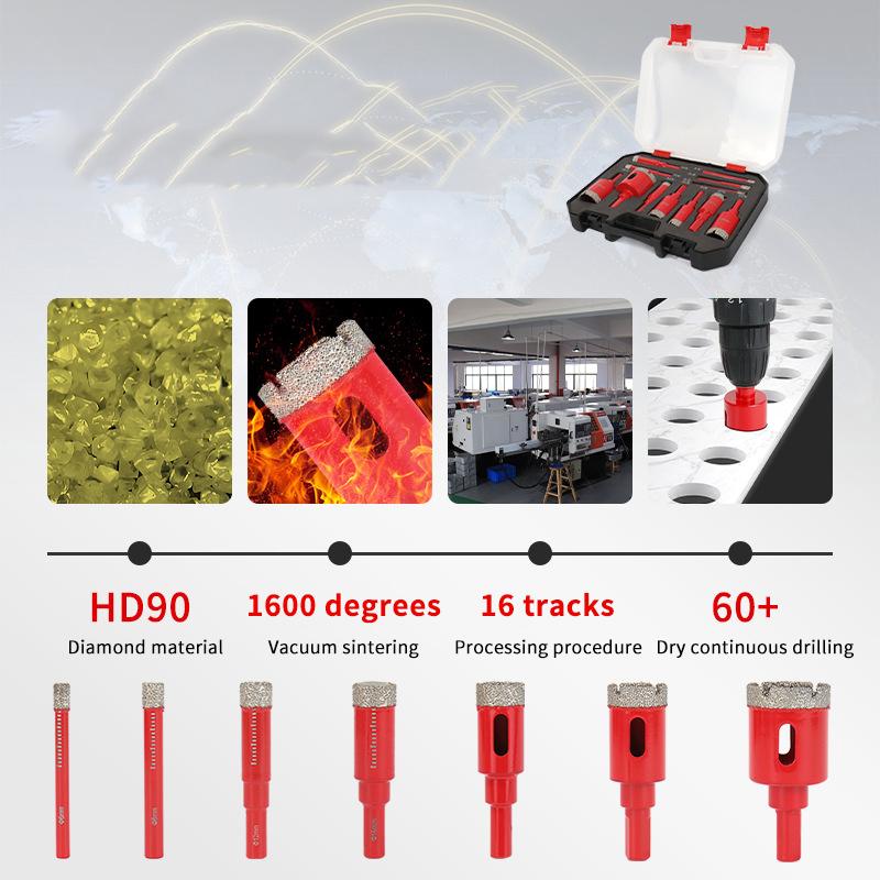 Diamond Set Auto Eject Spring Cooling Wax Hex Shank For Glass Stone Tile Ceramic Wet Dry Drilling Drill Bit 12Pc