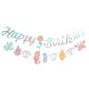 1Set New Unicorn Vibrant Multi-Colored Letter Flag Lovely Mermaid Flag Paper Happy Birthday Children'S Decorative Background Supplies