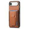 For iPhone Air Case with Card Holder Kickstand Fiber Pattern Leather Back Cover