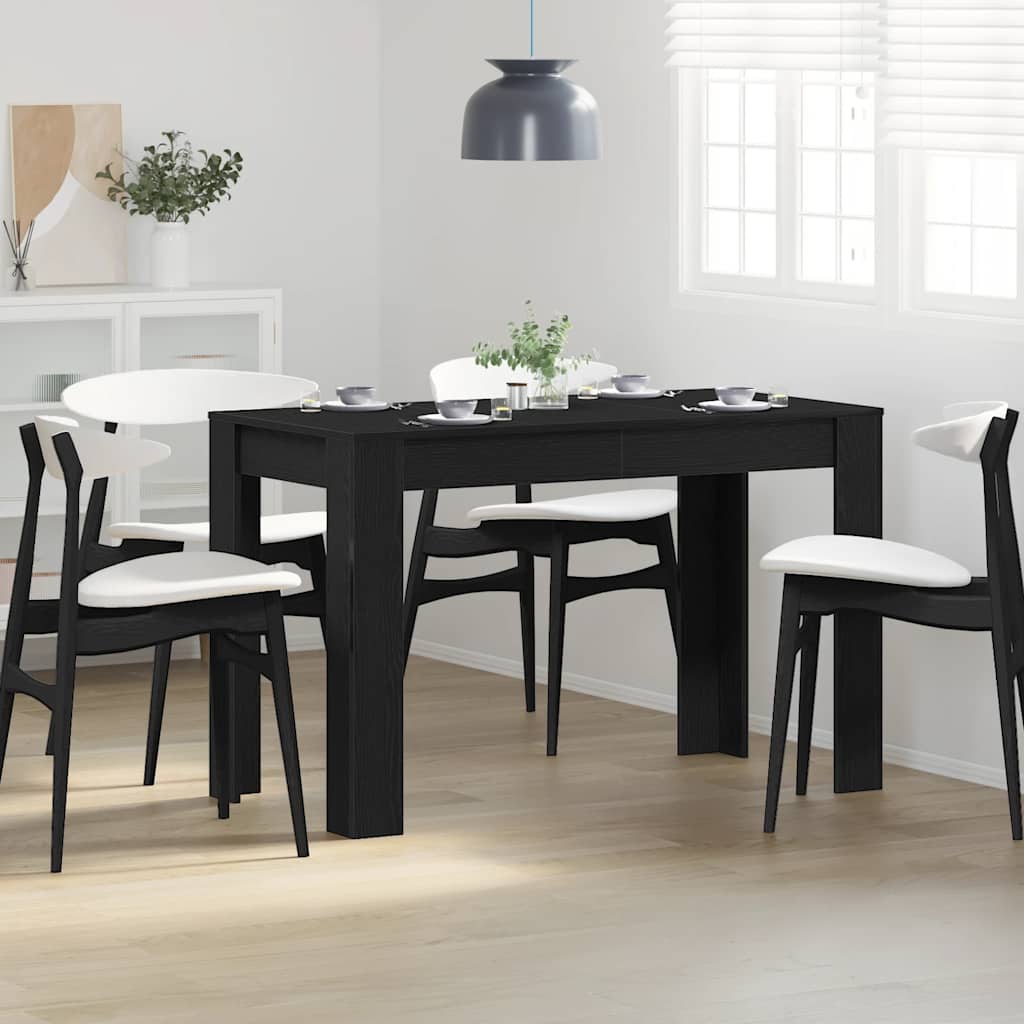 Dining Table Black Oak Effect 120 X 60 X 76 Cm Engineered Wood