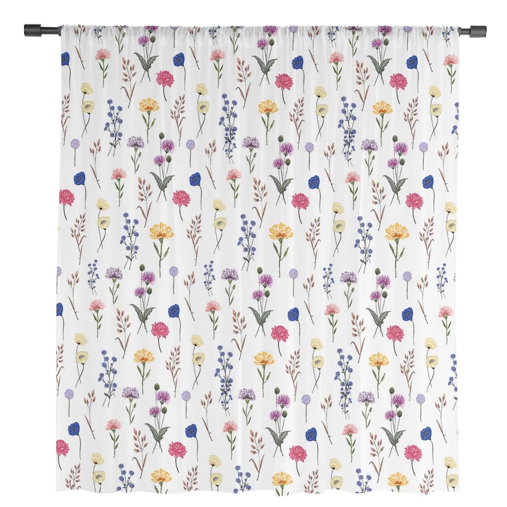 Akwarela kwiat liść tiulowe zasłony do salonu przezroczysta zasłona do sypialni świąteczne rolety zasłony z woalu