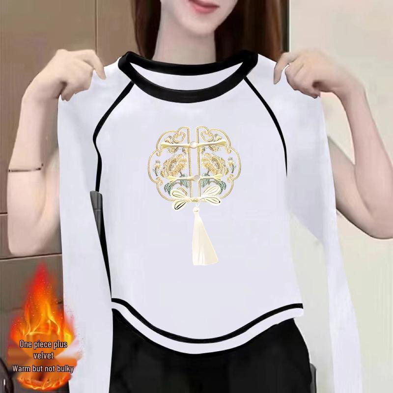 

Women s 2024 Velvet Long-Sleeve Ins-Style Top XL (recommended 125-135 jin)