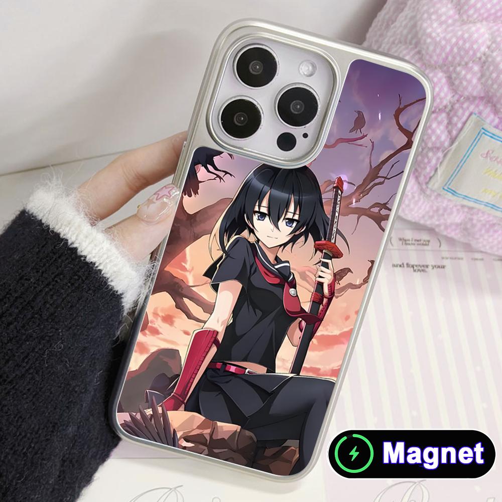 Akame Kurome Silver Plating Magsafe Mobile Phone Case for iPhone 17 16 15 14 13 12 11 Air Pro Max Plus Colorful Cover