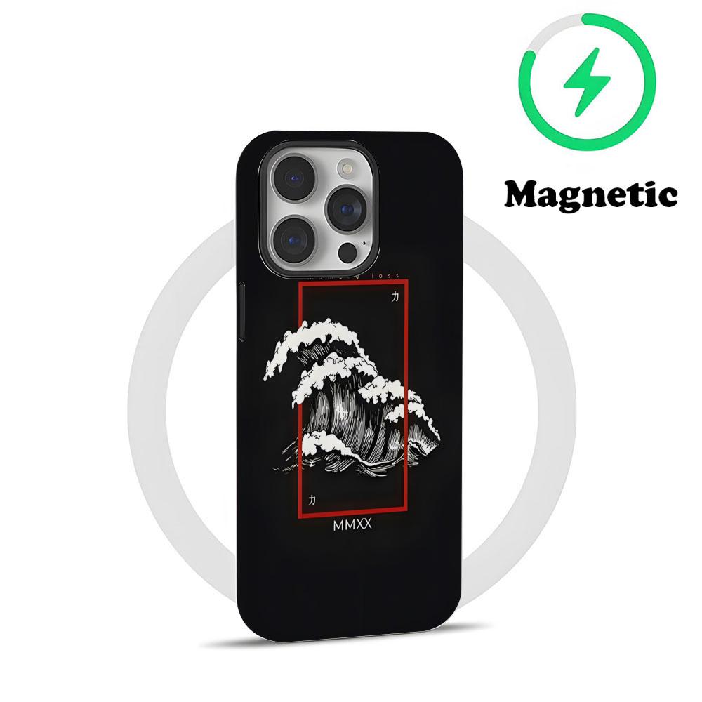 The Big Wave Of Kanagawa Phone Case Magnetic For IPhone 16 15 14 13 12 11 Pro Max X XR XSMax 7 8 Plus Glossy Film Hard PC Cover