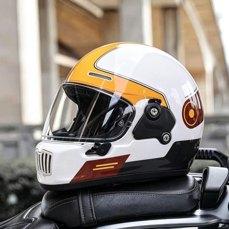 DOT Retro Full Face Motorcycle Helmet 3C Certified Small Shell Men Women Scooter Cruiser With Bluetooth