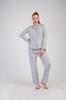 Women's Interlock Pajama Long Pants Collar XXL Vienetta Button-up