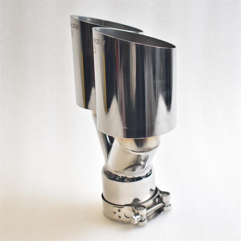 REMUS Dual Exhaust Tip 3 Inch Inlet 3" Outlet 9.5" Long Tail Pipe Double Wall Polished 304 Stainless Steel