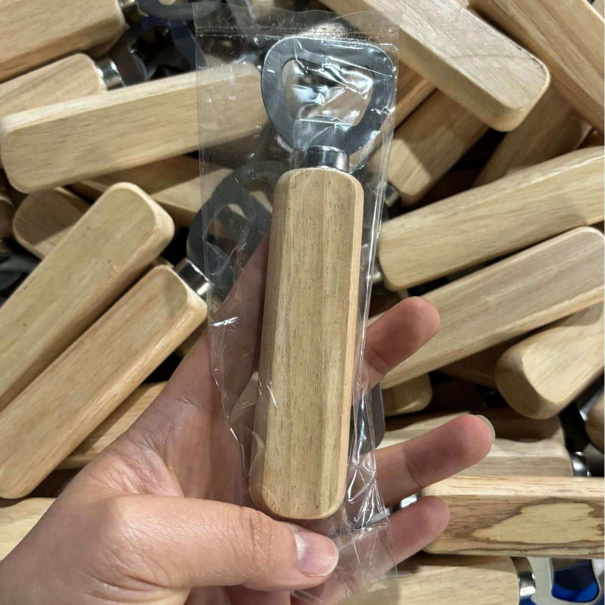 Wooden Handle Stainless Steel Magnetic Bottle & Can Opener - Multi-functional for Home & Commercial Use