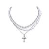 Multi-layer Pearl Cross Necklace: Sweet, Cool, Spicy Girl Choker for Women with Niche Design.