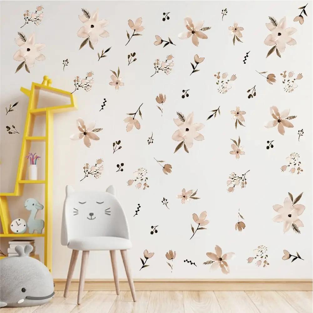 New Boho Flowers Wall Stickers DIY Removable Decorative Decals PVC Watercolor Murals Livingroom Bedroom