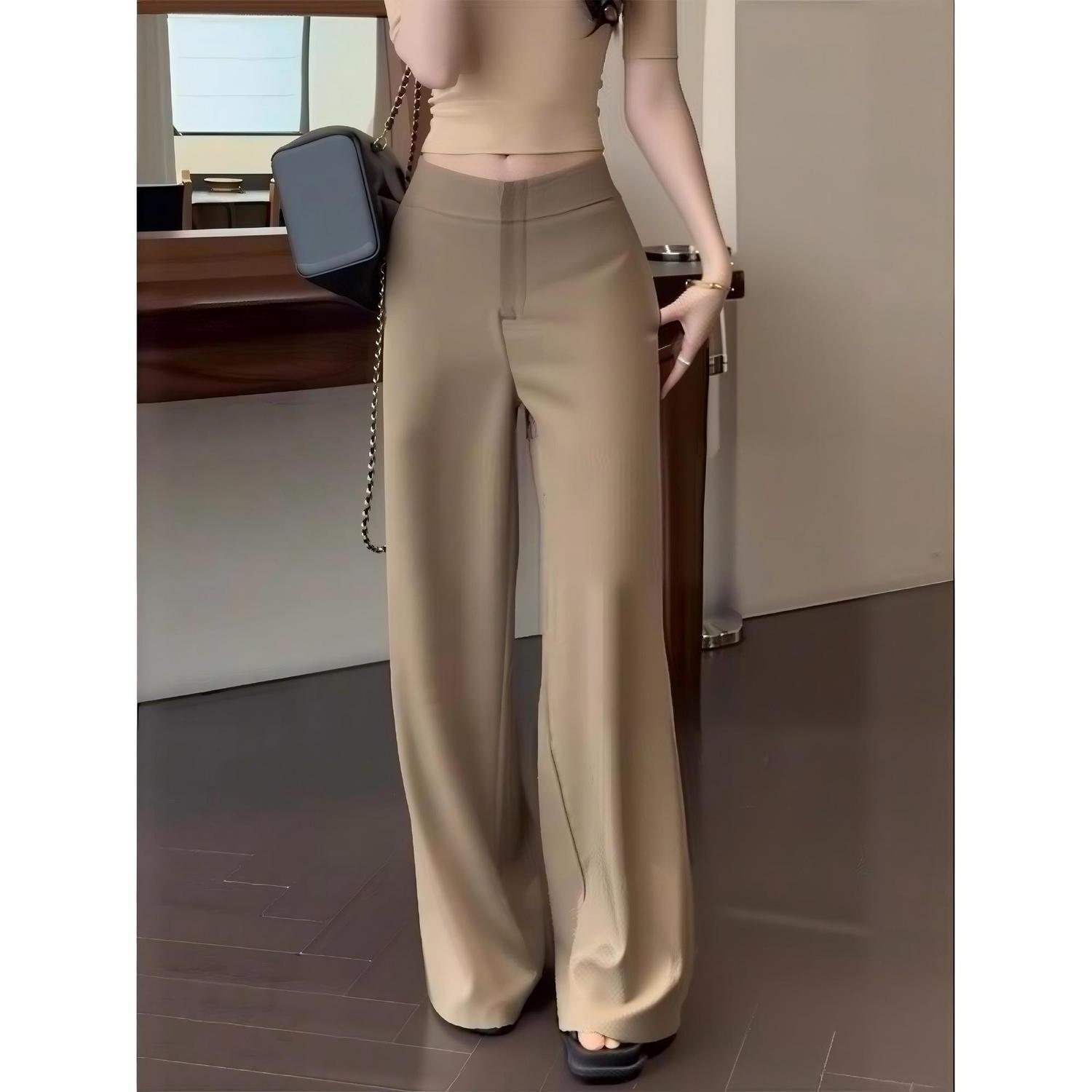 

Women s Wide-Leg Gray High-Waisted Drape Pants - Versatile, Casual, Floor-Length for Spring & Autumn 2026 S (80-95 jin)