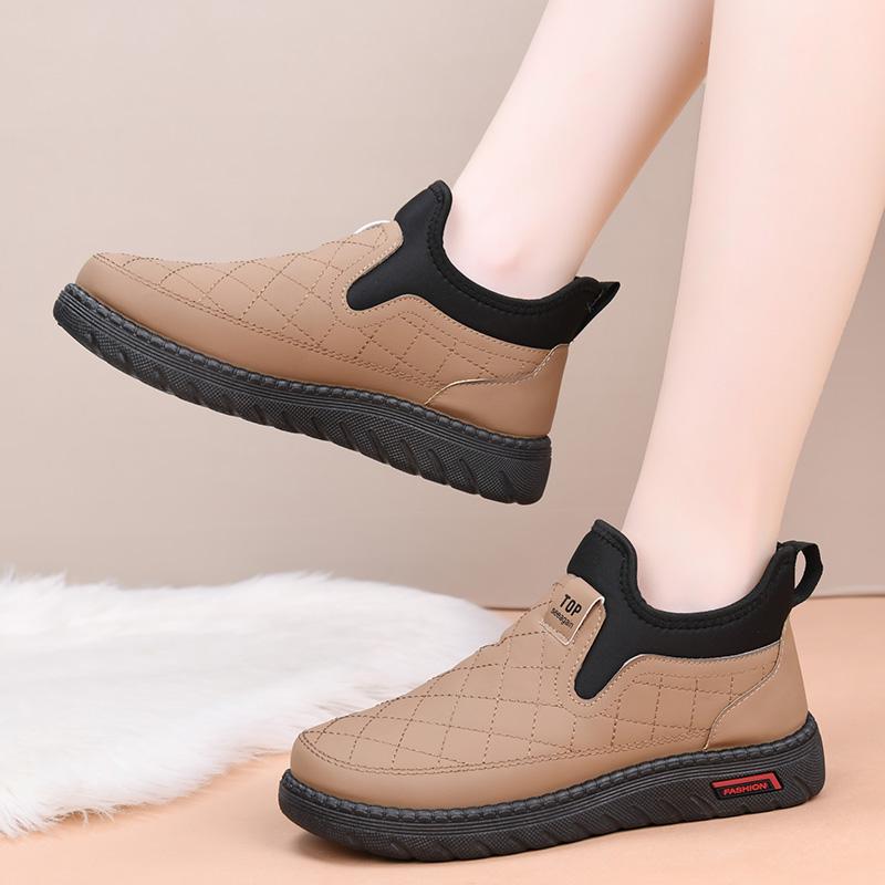 Winter Women's Shoes Fleece-Lined Warm Comfortable Short Boots Fashionable Casual Mom Shoes Soft Surface Flat Snow Boot