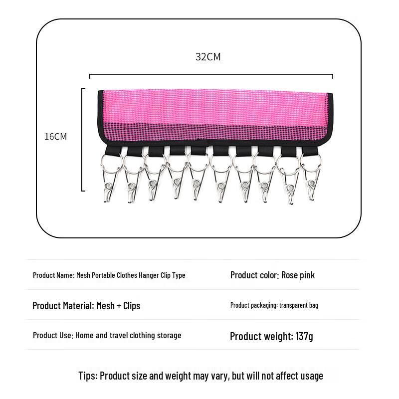 WEZHO Portable Foldable Travel Clothes Drying Clips with Velcro