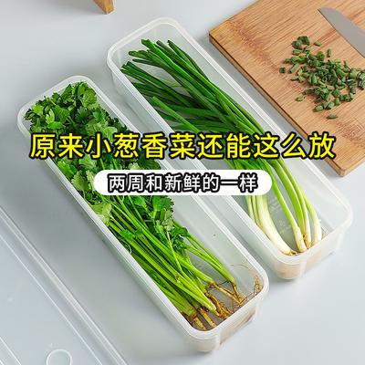 Refrigerator Crisper, Green Onion, Coriander, Green Onion Tableware, Refrigerated Storage, Noodles, Eggs, Long Strips, Plastic, Transparent Sealed Box