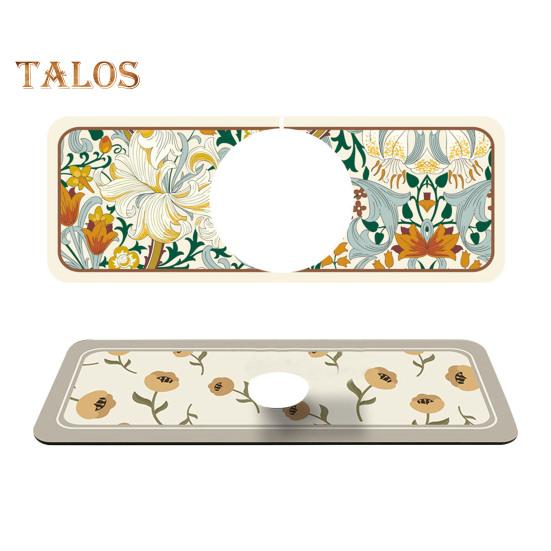 Faucet Drain Cushion Reusable Water Absorption Easy To Install Practical Flower Pattern Faucet Splash Mat Household Supplies
