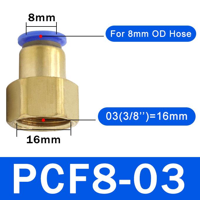 10PCS PCF Pneumatic Air Connector 4 6 8 10 12mm Hose Tube 1/8" 3/8" 1/2" 1/4" BSP Female Thread Brass Quick Pipe Joint Fitting PCV Valves 1