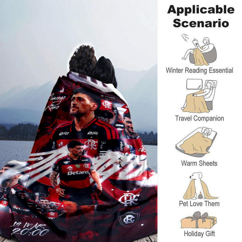Flamengo Football Team Art Collage Print Fleece Blanket Soft Warm Throw Blanket Sofa Couch Bed Home Decor For Soccer Fans