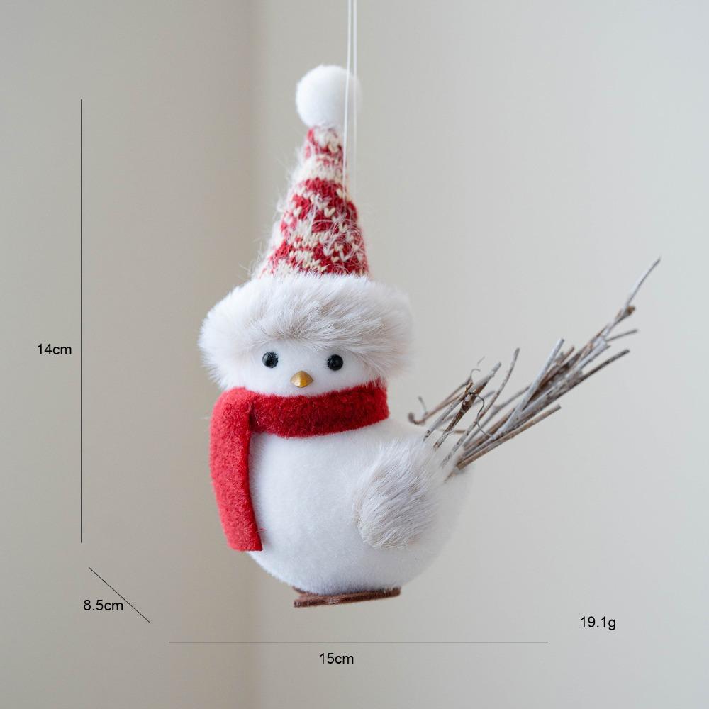 Knitted Hat Scarf Xmas Cute Bird Ornaments Lifelike Handmade Christmas Tree Decor Soft Novelty Winter Bird Pendant Room Decor