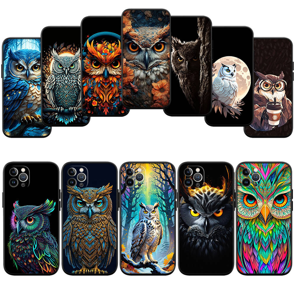 Cartoon Art Owl New Phone Case for iPhone 6 6s 7 8 11 12 13 14 15 16 17 16E XS Pro Max XR X SE Air