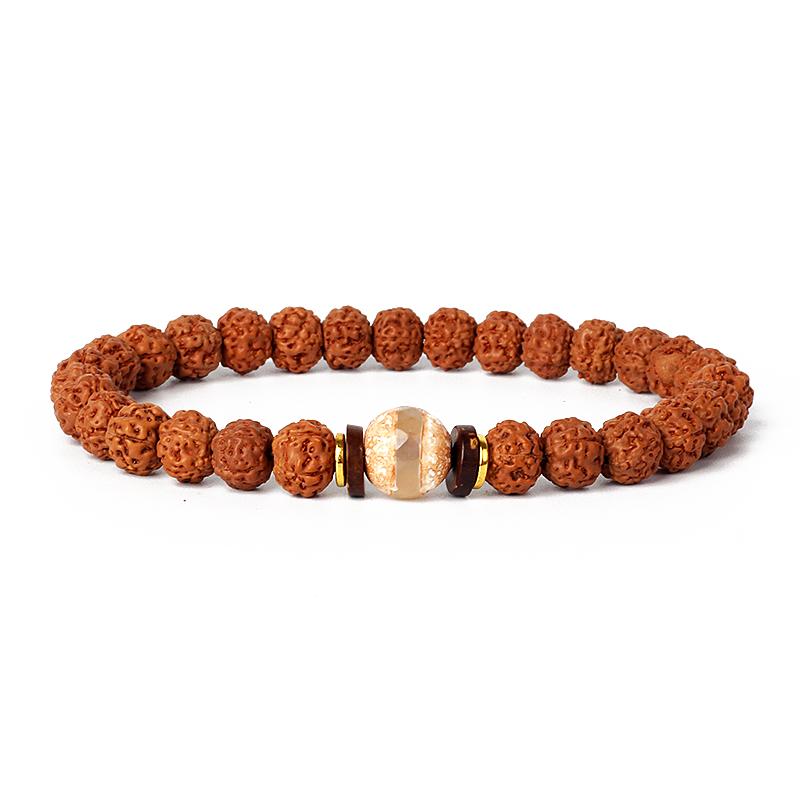 Natural Wood Star Moon Bodhi Seeds Bead Bracelet Promotes Meditation Wisdom & Good Luck Fortune Enlightenment Harmony Jewelry